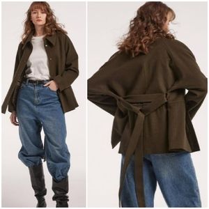 FOR THE REPUBLIC Brown Belted Fleece Jacket with Pockets